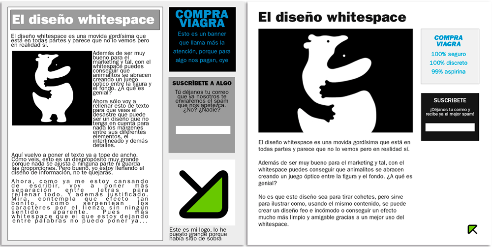 whitespace bien y whitespace mal